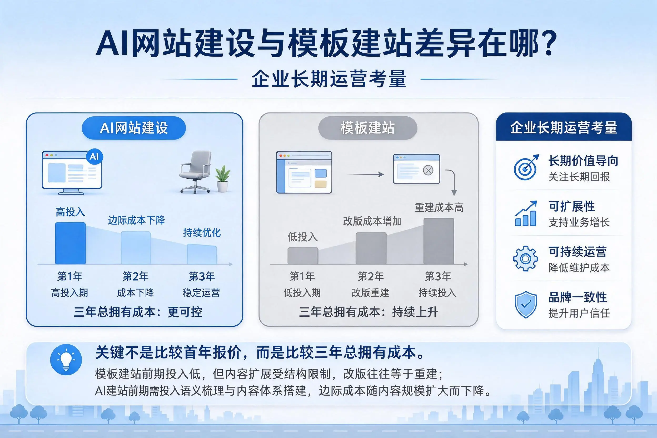 AI网站建设与模板建站差异在哪？黔东南企业长期运营考量